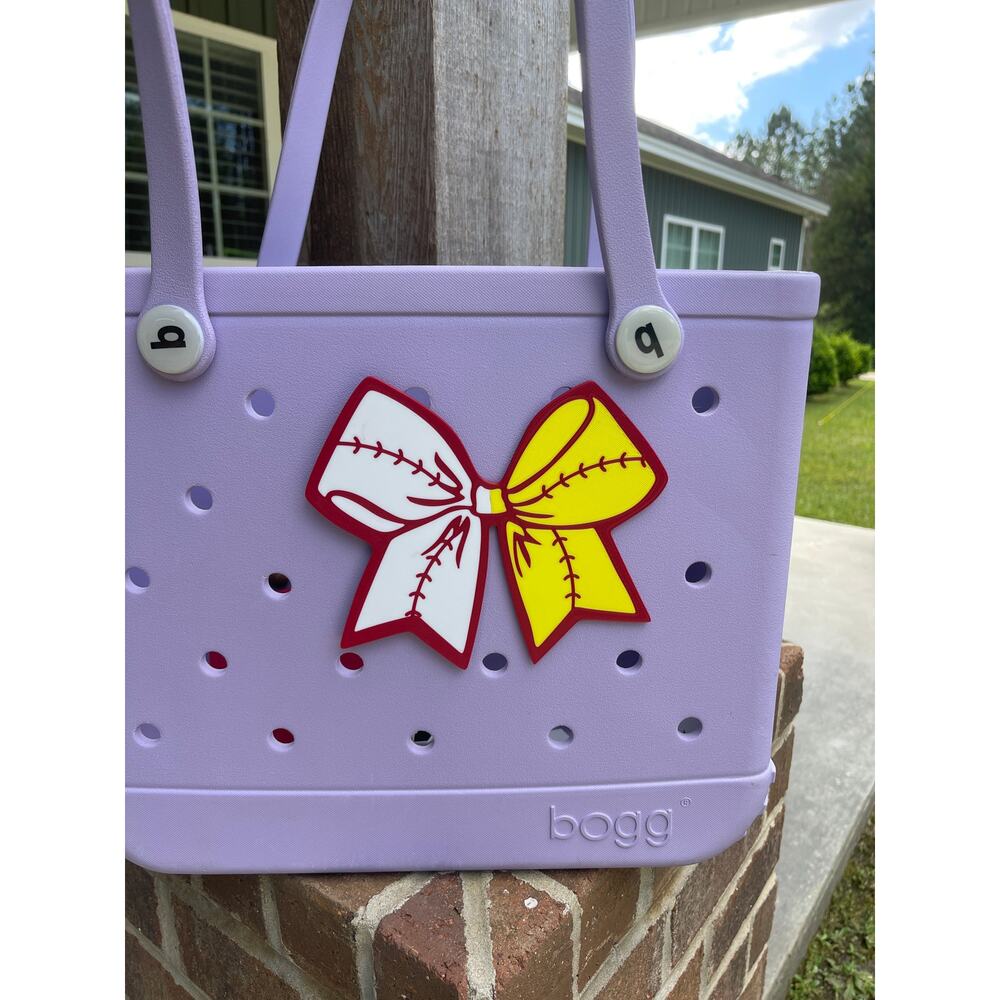 Jumbo Size 7" Baseball and Softball Bow Bogg Bag Charm - Slightly Imperfect